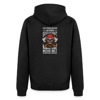 Walhalla Nordmann Wikinger Geschenk Odin - Unisex Premium Bio Zip Hoodie - Schwarz - Hinten - Nico (187cm)