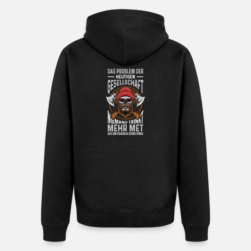 Walhalla Nordmann Wikinger Geschenk Odin - Unisex Premium Bio Zip Hoodie - Schwarz