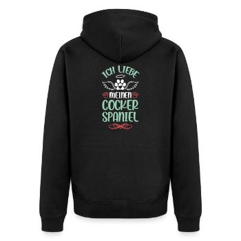 Ich liebe meinen Cocker Spaniel - Unisex Premium Bio Zip Hoodie - Schwarz - Hinten - Nico (187cm)