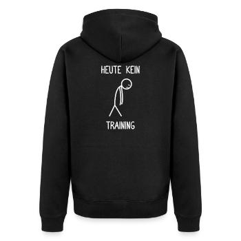 Heute kein Training Bodybuilding Bodybuilder Gym - Unisex Premium Bio Zip Hoodie - Schwarz - Hinten - Nico (187cm)
