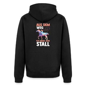 Reiten Pferdeliebhaber Reiterhof Pferde - Unisex Premium Bio Zip Hoodie - Schwarz - Hinten - Nico (187cm)