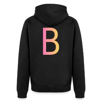 b - Unisex Premium Organic Zip Hoodie - black - Back - Nico (187cm)