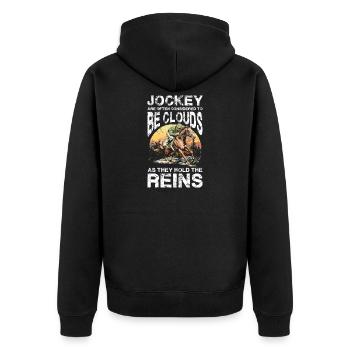  Jockey Are Often Considered To Be Clouds As They - Unisex Premium Bio Zip Hoodie - Schwarz - Hinten - Nico (187cm)