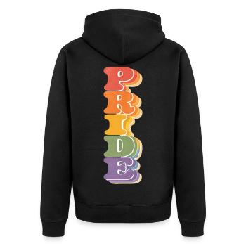 Pride Vertical Rainbow CSD Retro Saying Retro 7 - Unisex Premium Organic Zip Hoodie - black - Back - Nico (187cm)