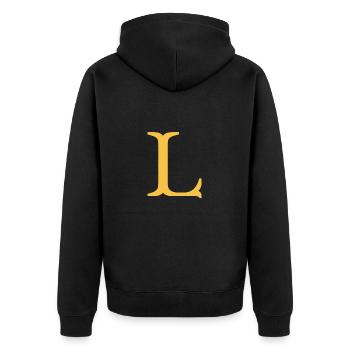 L - Unisex Premium Bio Zip Hoodie - Schwarz - Hinten - Nico (187cm)
