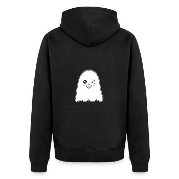 Kawaii Gespenst Geister Halloween Halloweenkostüm - Unisex Premium Bio Zip Hoodie - Schwarz - Hinten - Nico (187cm)