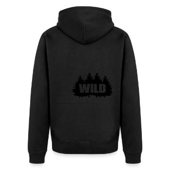 WILD - Unisex Premium Organic Zip Hoodie - black - Back - Nico (187cm)