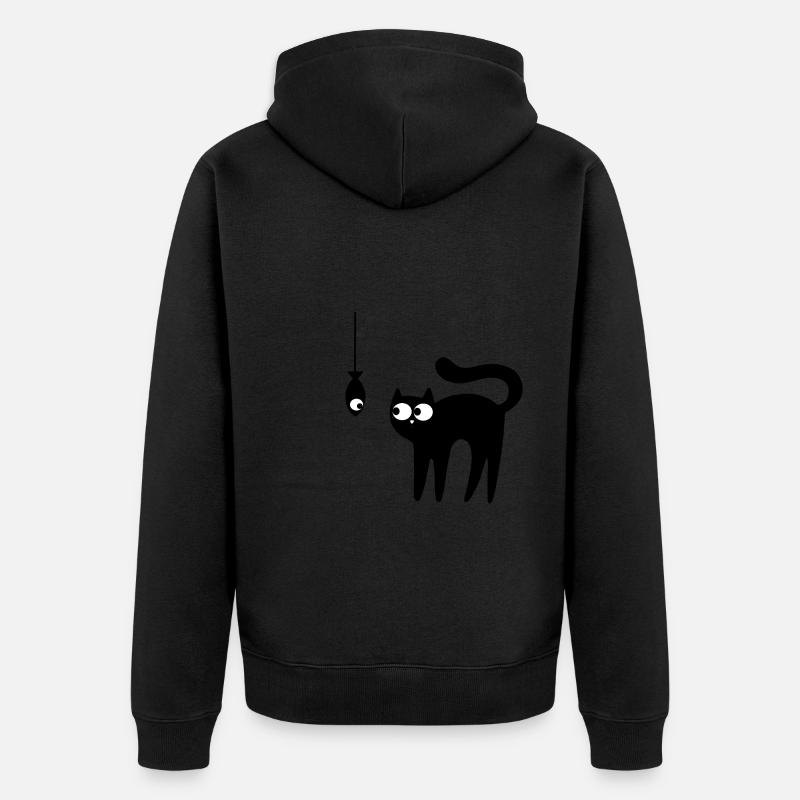 Chat et poisson - Veste à capuche bio Premium Unisexe - noir