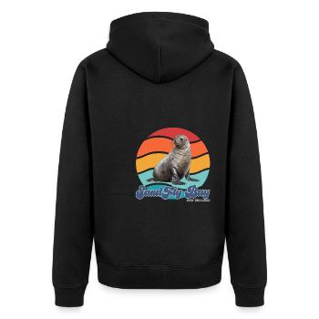 Sandfly Bay New Zealand - Unisex Premium Bio Zip Hoodie - Schwarz - Hinten - Nico (187cm)