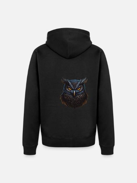 Cute Owls Face - Unisex Premium Bio Zip Hoodie - Schwarz