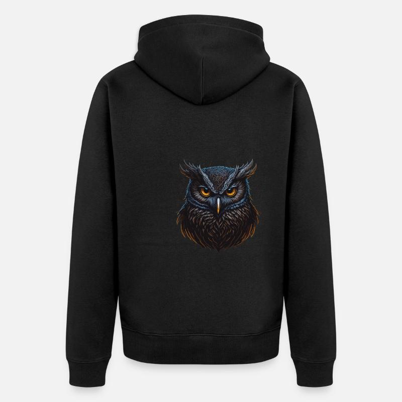 Visage de hiboux mignons - Veste à capuche bio Premium Unisexe - noir