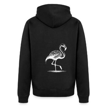 Hübscher Flamingo der auf einem Bein steht - Unisex Premium Bio Zip Hoodie - Schwarz - Hinten - Nico (187cm)