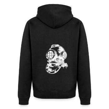 Antiker Vintage Taucherhelm - Helmtaucher - Unisex Premium Bio Zip Hoodie - Schwarz - Hinten - Nico (187cm)