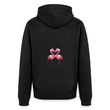 Flamant rose Couple Amour Couple Amoureux - Veste à capuche bio Premium Unisexe - noir - Dos - Nico (187cm)