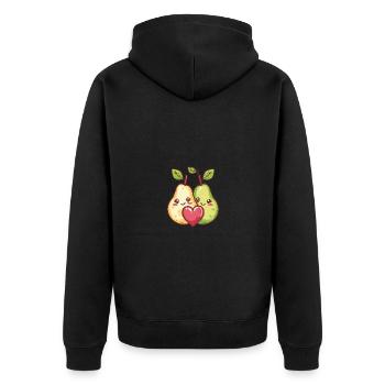 Birne Paar Liebe Herz Valentinstag - Unisex Premium Bio Zip Hoodie - Schwarz - Hinten - Nico (187cm)
