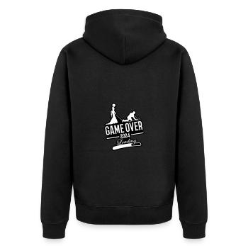 Hochzeit Loading 2024 Game Over - Unisex Premium Bio Zip Hoodie - Schwarz - Hinten - Nico (187cm)
