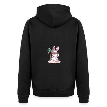 Bunny, Island, Summer, Palm - Unisex Premium Organic Zip Hoodie - black - Back - Nico (187cm)