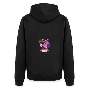 Eule Insel Sommer Palme - Unisex Premium Bio Zip Hoodie - Schwarz - Hinten - Nico (187cm)
