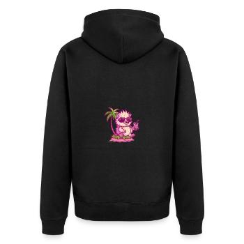 Igel Insel Sommer Palme - Unisex Premium Bio Zip Hoodie - Schwarz - Hinten - Nico (187cm)
