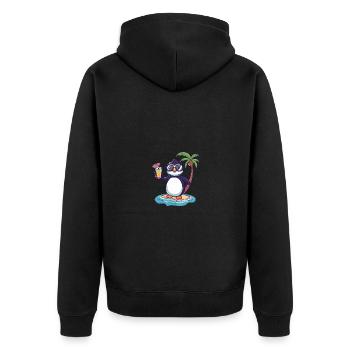Penguin Island Summer Palm - Unisex Premium Organic Zip Hoodie - black - Back - Nico (187cm)