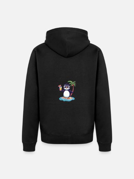 Penguin Island Summer Palm - Unisex Premium Organic Zip Hoodie - black