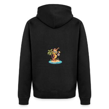 Seahorse Summer Holiday - Unisex Premium Organic Zip Hoodie - black - Back - Nico (187cm)
