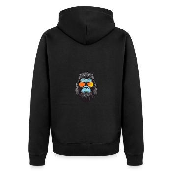 Gorilla Head Cool - Unisex Premium Organic Zip Hoodie - black - Back - Nico (187cm)