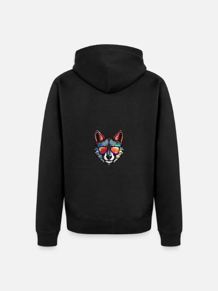 Wolf Head Cool - Unisex Premium Organic Zip Hoodie - black
