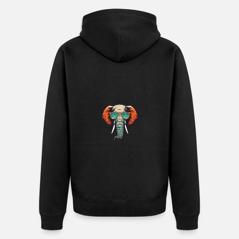 Elefant Kopf Cool - Unisex Premium Bio Zip Hoodie - Schwarz