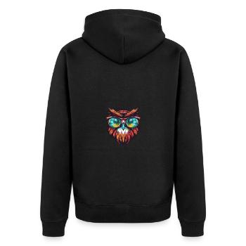 Owl Head Cool - Unisex Premium Organic Zip Hoodie - black - Back - Nico (187cm)