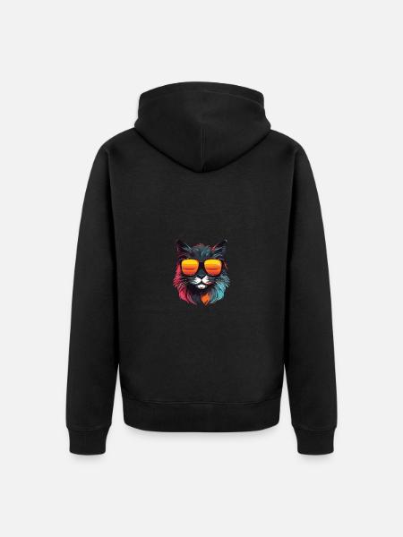 Cat Head Cool - Unisex Premium Organic Zip Hoodie - black