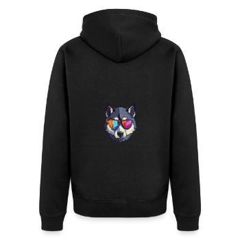Husky Dog Head Cool - Unisex Premium Organic Zip Hoodie - black - Back - Nico (187cm)