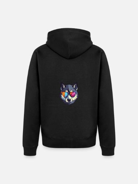 Husky Dog Head Cool - Unisex Premium Organic Zip Hoodie - black
