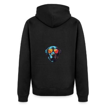 Labrador Hund Kopf Cool - Unisex Premium Bio Zip Hoodie - Schwarz - Hinten - Nico (187cm)