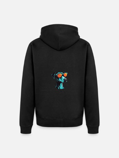 Greyhound Dog Head Cool - Unisex Premium Organic Zip Hoodie - black