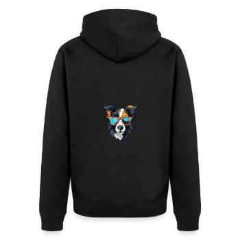 Border Collie Tête De Chien Cool - Veste à capuche bio Premium Unisexe - noir - Dos - Nico (187cm)