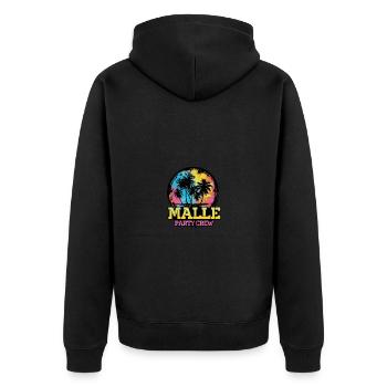 Malle Party Crew Team - Unisex Premium Bio Zip Hoodie - Schwarz - Hinten - Nico (187cm)