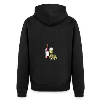 Wine Glass Grapes Wine - Unisex Premium Organic Zip Hoodie - black - Back - Nico (187cm)