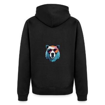Polar Bear Cool Head Party Polar Bear - Unisex Premium Organic Zip Hoodie - black - Back - Nico (187cm)
