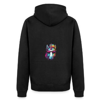 Unicorn Head - Unisex Premium Organic Zip Hoodie - black - Back - Nico (187cm)