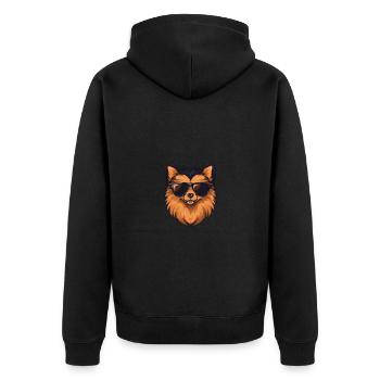 Zwergspitz Hund Pomeranian Cool - Unisex Premium Bio Zip Hoodie - Schwarz - Hinten - Nico (187cm)