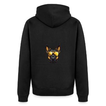 German Shepherd Dog Cool Head Party - Unisex Premium Organic Zip Hoodie - black - Back - Nico (187cm)