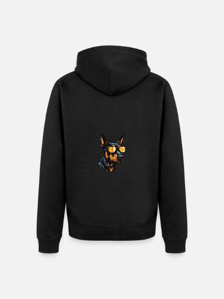 Doberman Dog Cool Head Party - Unisex Premium Organic Zip Hoodie - black