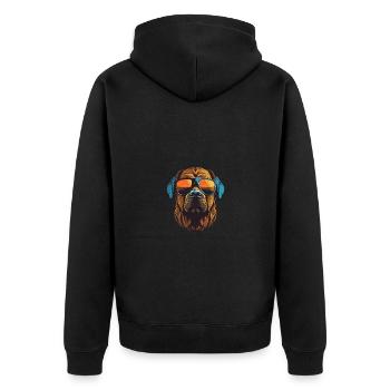 Kangal Hund Cool Kopf Party - Unisex Premium Bio Zip Hoodie - Schwarz - Hinten - Nico (187cm)
