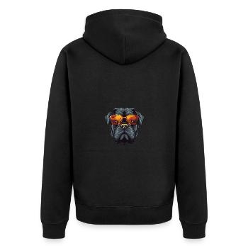 Mastiff Hund Cool Kopf Party - Unisex Premium Bio Zip Hoodie - Schwarz - Hinten - Nico (187cm)