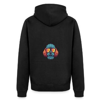 Pudel Hund Cool Kopf Party - Unisex Premium Bio Zip Hoodie - Schwarz - Hinten - Nico (187cm)
