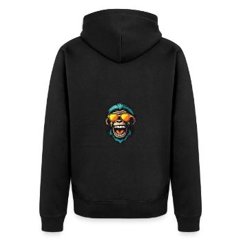 Tête de singe Fête drôle - Veste à capuche bio Premium Unisexe - noir - Dos - Nico (187cm)