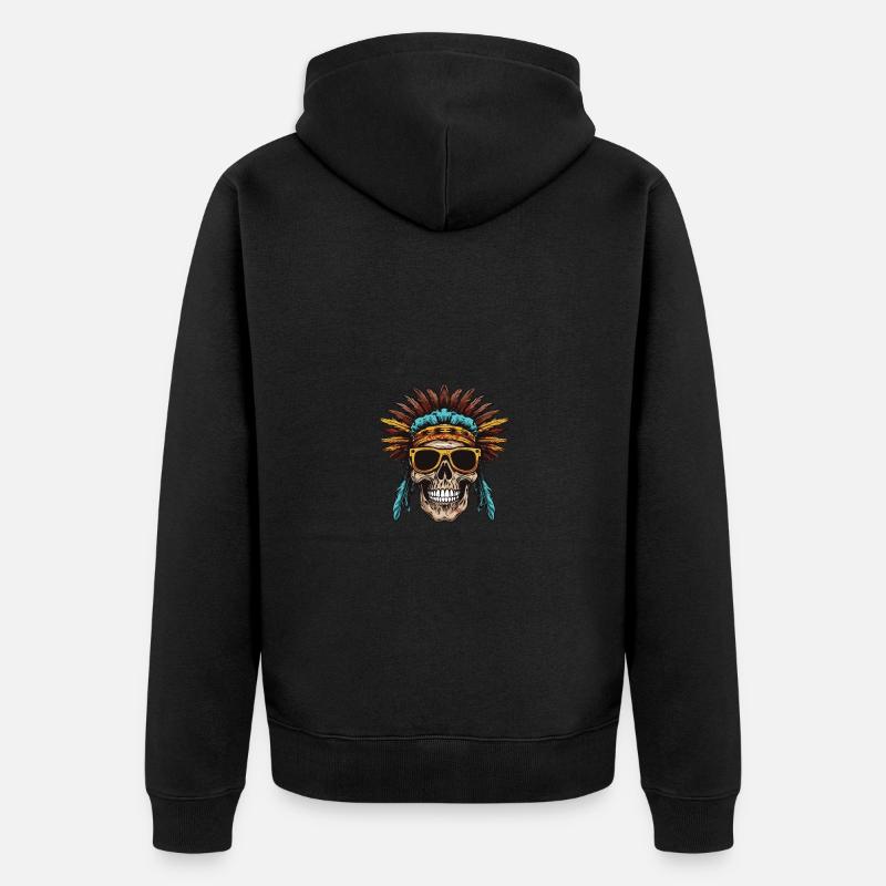 Apache Totenkopf Indianer - Unisex Premium Bio Zip Hoodie - Schwarz