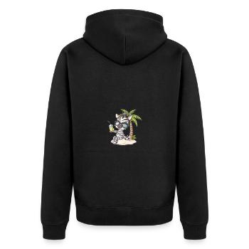 Zebra Sommer Strand Comic - Unisex Premium Bio Zip Hoodie - Schwarz - Hinten - Nico (187cm)