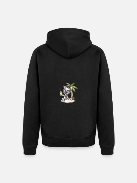 Zebra Summer Beach Comic - Unisex Premium Organic Zip Hoodie - black